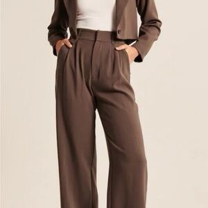 Abercrombie & Fitch Brown Tailored Wide Leg Pants